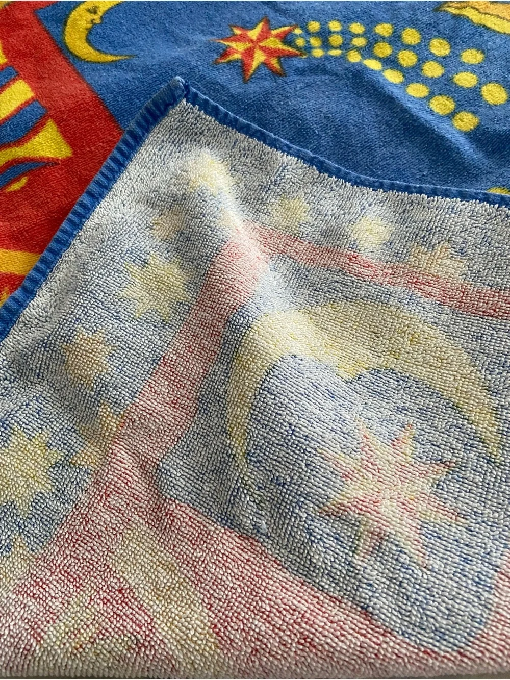 Vintage Terry Cloth Celestial Sun Moon Beach Towel